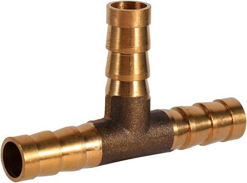 TKSE 3-Wege-Schlauchverbinder, Messing-T-Stück 3-Wege-Kraftstoffschlauch-Verbindungsstück für Druckluft-Öl-Gasleitung(8mm)