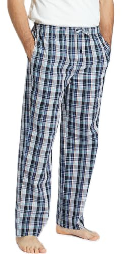 Jveyvth Herren 100% Baumwolle Pyjamahose, Gewebte kariert Schlafhose Loungewear Pyjama Hose mit Taschen
