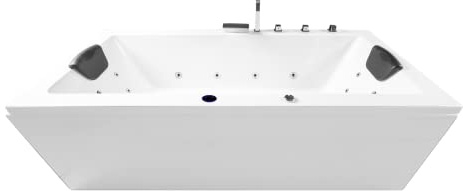 Basera® BASIC Indoor Whirlpool Badewanne Naxos (200 x 90 cm) | 16 Massagedüsen, Wasserfall, LED-Ambiente