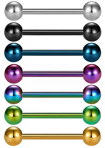 vcmart Zungenpiercing aus Chirurgenstahl Barbell Stablänge 16mm