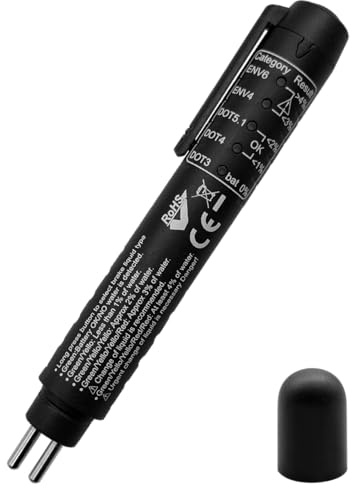 ZKTOOL Auto Universal Bremsflüssigkeitstester ist für Bremsflüssigkeit DOT3 DOT4 DOT5 ENV6 ENV4, Bremsflüssigkeitsprüfer mit 5 LED-Anzeigen, Bremsflüssigkeit Tester Stift, Wassergehaltstester