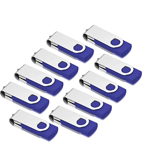 AreTop USB Stick 2GB 10 Stück, 360° drehbar USB 2.0, Blau | USB 2.0 Plug-and-Play, kompatibel mit PC/Laptop/Tablet/Auto/TV/Spielekonsole, inklusive 10 Lanyards