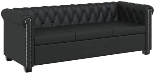 vidaXL Chesterfield Sofa Couch 3-Sitzer Kunstleder Wohnmöbel Büromöbel Garnitur