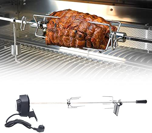 HPDTZ BBQ Grillspieß Edelstahl Motor Drehspieß geeignet für gleichmäßiges Grillen von Fleisch und Gemüse optimal für Gartenpartys und Familienfeiern