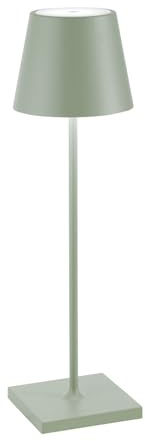 Zafferano, Poldina Pro Lampe, Kabellose, Wiederaufladbare Tischlampe mit Touch Control, Auch für den Außenbereich Geeignet, Dimmer, 2200-3000 K, Höhe 38 cm, Farbe Salbei