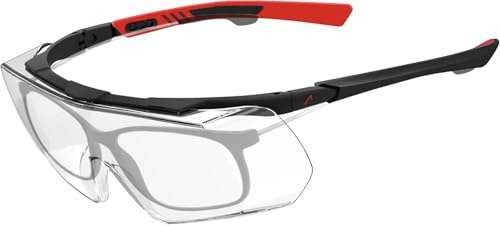 ACE Evo OTG Arbeits-Brille für Brillenträger - Über-Schutzbrille für Bau, Handwerk & Industrie - EN 166 - Schwarz - 1er Pack