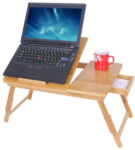 SONGMICS Laptoptisch Notebooktisch Betttisch Lapdesks für Lesen oder Frühstücks und Zeichentisch Laptops höhenverstellbar Faltbare 55 x 35 x 29 cm LLD002