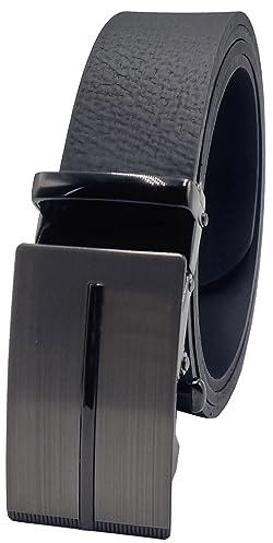 Chrissys-in Ledergürtel 3,5 cm breit schwarz Automatikgürtel ohne Plastikratsche Made in Germany 100% Leder Vollleder Damen Herren Anzug Jeans Arbeitshose Stoffhose Rindsleder Büffelleder