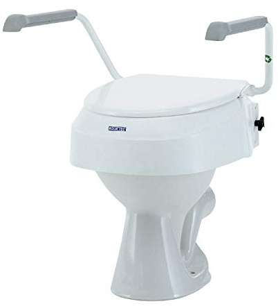 Invacare Aquatec 900 Toilettensitzerhöhung mit Armlehnen, erhöhte Toilettensitze für ältere Menschen, Weiß, erhöht den Sitz um 100 mm