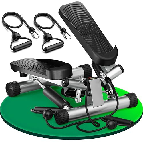 Ultrasport Swing Stepper, inklusive Trainingsbändern, Heimtrainer Stepper mit verstellbarem Widerstand und kabellosem Trainingscomputer, Up-Down-Stepper für Einsteiger und Trainierte, klein & kompakt
