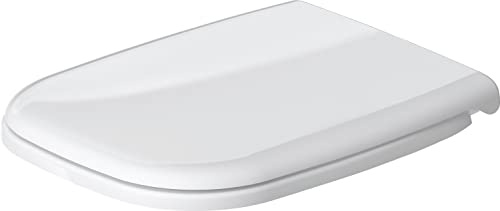 Duravit WC-Sitz D-Code mit Absenkautomatik - Toilettensitz aus Duroplast, D-Form, Soft-Close, Kunststoff-Scharniere, Weiß Hochglanz, Passend für Duravit D-Code Serie