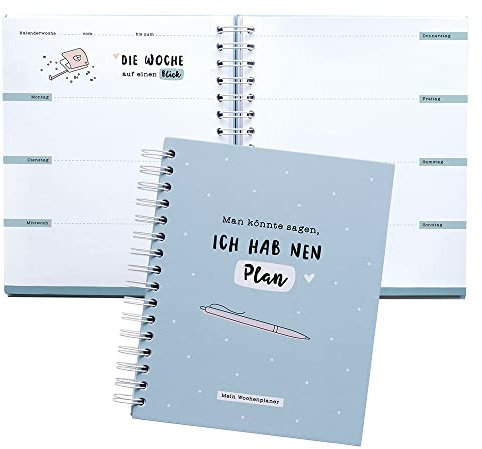 Odernichtoderdoch® Wochenplaner Ich glaub, ich hab' nen Plan - Ringbuch für 27 Kalenderwochen - Maße 17 x 21 cm, Blau