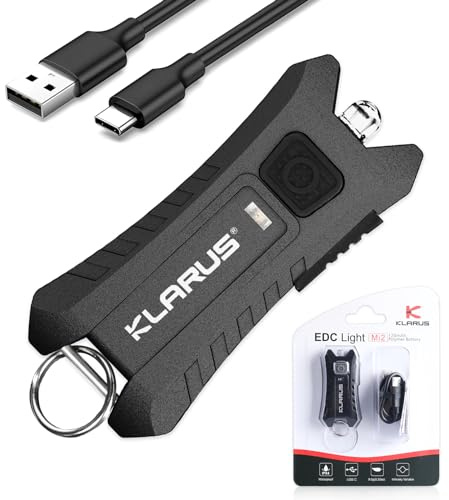 klarus Mi2 Wiederaufladbare LED-Schlüsselanhänger-Taschenlampe, USB C,40 Lumen, klein, leicht, Taschenlampe, Stromversorgung durch integrierten Akku