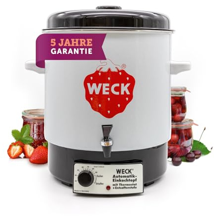 WECK Einkochautomat WAT14-A Emaille mit Präzisionsthermostat und Auslaufhahn– 29L Einkochtopf, Glühweinkocher, Dampfentsafter, Einweckautomat – Made in Germany, hochwertig & vielseitig