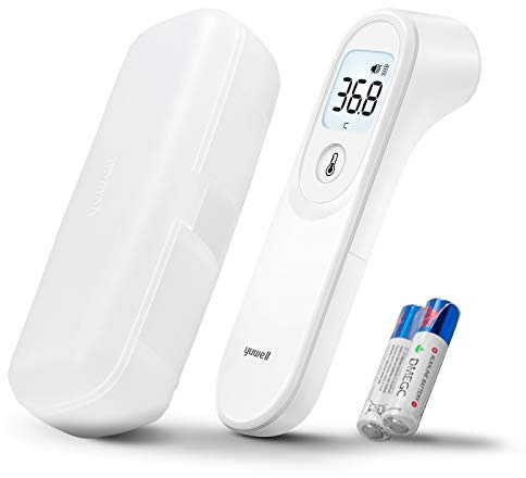 yuwell Fieberthermometer Kontaktlos für Erwachsene und Kinder | Medizinische Qualität, Berührungsloses Digitalthermometer, Babyfreundlich | 1-Sekunden-Messung, Hohe-Temperatur-Alarm, Stiller Modus