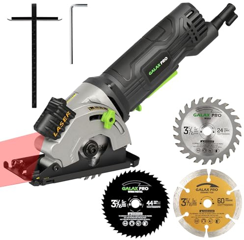 GALAX PRO 580W Kreissäge, 3500RPM Maximal-Schnitttiefe von 28,5mm, Drei Stücke von 85mm Sägeblättern, Ausgestattet mit Laserleitbahnen, Geeignet zum Schneiden von Holz, PVC und anderen Materialien