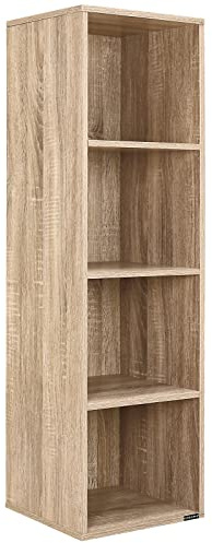 Casaria® Bücherregal mit 4 Fächer 106x30x30cm Kippschutz Bodenschoner 40kg Belastbarkeit Wohnzimmer Schlafzimmer Büro Regal Standregal Würfelregal Eiche