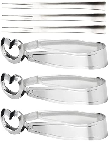 GOODFEER Schneckenbesteck Set FüR Schneckenzange,3 X Lebensmittelzange Aus Edelstahl Und 3 X Lebensmittelgabeln FüR Die KüChe