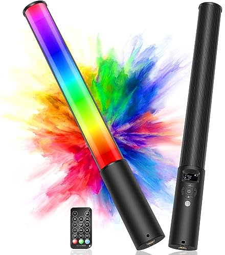 LUXCEO P400 LED Videoleuchte RGB Lichtstab Fotografie, 360° Volle Farbe RGB Tube Light, 500Lux@0.5m, 2500K-6500K, CRI95+, Helligkeit 0–100% einstellbar, 12 Effekte für Vlog,YouTube,Fotografie