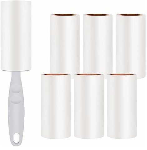 flintronic 420 Blätter Extra Klebrig Fusselrolle für Kleidung Bett und Teppich, Fusselroller für Tierhaare die Tierhaarentfernung, Hunde, Hundehaare Staub & Fussel-7 Stück(Aktualisierung