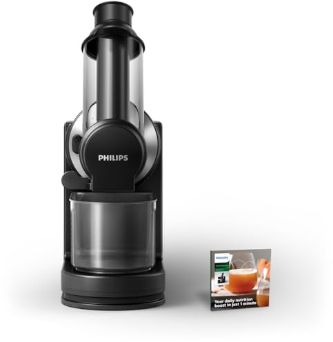 Philips Domestic Appliances HR1889/70 Slow Juicer, Entsafter für kaltes Pressen & maximale Nährstoffextraktion Schwarz
