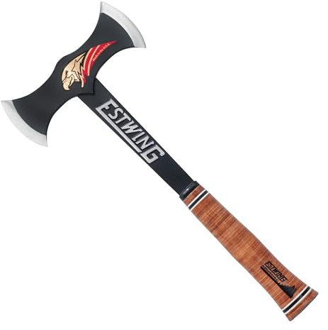 Estwing, EDBA Black Eagle doppelschneidige Axt mit Ledergriff | Double Bit Axe mit zwei Schneiden zum Fällen, Hacken und Spalten für Camping, Forst und Bushcraft – Ganzstahl, Made in USA