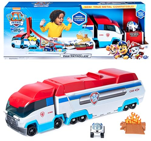 PAW Patrol True Metal Launch'N Haul PAW Patroller mit Robodog, für True Metal Metall-Fahrzeuge, Maßstab 1:55, Spielzeug geeignet für Kinder ab 3 Jahren