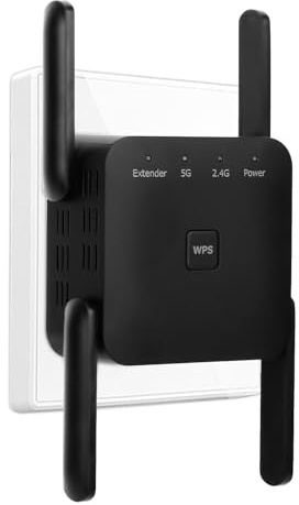 2026 Neuestes WLAN Repeater 1200Mbit/s Dualband mit 4 externen Antennen,WiFi Verstärker Repeater/Router/Access-Point-Modus, Einfache Einrichtung,LAN/WAN-Port,Kompatibel mit Allen Geräten
