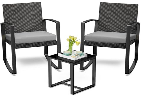 Bealife Balkonmöbel-Set, Gartenmöbel-Set, 3-teiliges Lounge-Set für Terrasse und Garten, Rattan-Gartenmöbel-Set für Balkon, Garten, Innen- und Außenbereich, Terrasse, Hinterhof