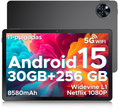 U11 Pro Android 16 Tablet 11 Zoll, 30GB RAM+256GB ROM (2TB TF) 8580mAh, 90Hz Display, Unisoc T7200 Octa Core Tablet PC, 13MP+5MP, 5G WiFi/Widevine L1/ GPS/Face ID/OTG
