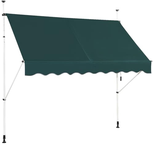 COSTWAY Klemmmarkise 250 cm breit, Balkonmarkise ohne Bohren | UV-beständig, höhenverstellbar, wasserabweisend, Markise mit Handkurbel, Sonnenmarkise, Sonnenschutz für Balkon (Grün)