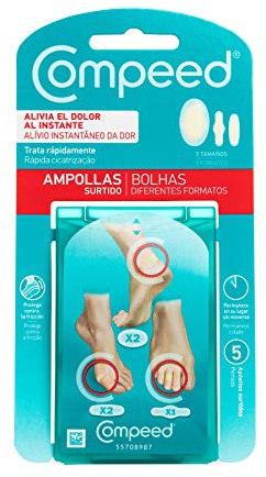 Compeed Blasenpflaster Mixpack – Hydrokolloid-Pflaster in verschiedenen Größen – gegen Blasen an Fersen, Zehen und für kleine Blasen, 5 Pflaster