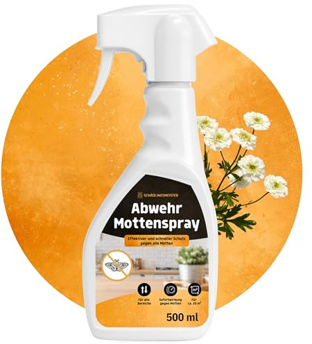 Mottenspray – 500 ml – Effektiver Schutz gegen Kleidermotten & Lebensmittelmotten – Für Schrank & Vorratsraum – Effektiver als Mottenfalle Lebensmittel – Lebensmittelmotten bekämpfen