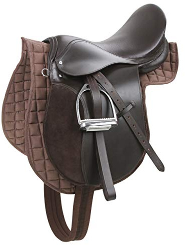 Covalliero Sattelset, Haflinger, braun, 17,5 Zoll, Kammerweite Sattel 34,5cm, Länge Sattelgurt 125cm, bequem, gute Passform, inkl. Sattel und Satteldecke