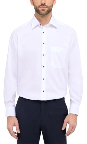 ETERNA Comfort Fit Hemd Langarm New Kent Kragen Fil a Fil weiß