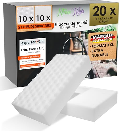 Kitchen Helpis® 20er Set Schmutzradierer, Radierschwamm reinigt gründlichst, Zauberschwamm weiß, Reinigungsschwamm für Haushalt, Schwamm, Radierschwamm, Magic Eraser