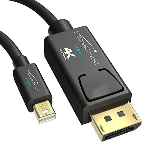 KabelDirekt – 4K Mini DisplayPort auf DisplayPort Kabel (Mini-DP auf DP) – 5m – mit spezieller A.I.S. Schirmung im DisplayPort-Stecker, Mini-DisplayPort/Thunderbolt 1 & 2 für PC, Laptop & Mac