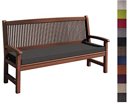 sunnypillow Bankauflage Outdoor - Stuhlkissen mit abnehmbarem Bezug - Sitzkissen für Bank - Bankpolster Polsterauflage Auflage für Gartenbank - 150 x 50 x 5cm - Bankkissen für Gartenmöbel Anthrazit