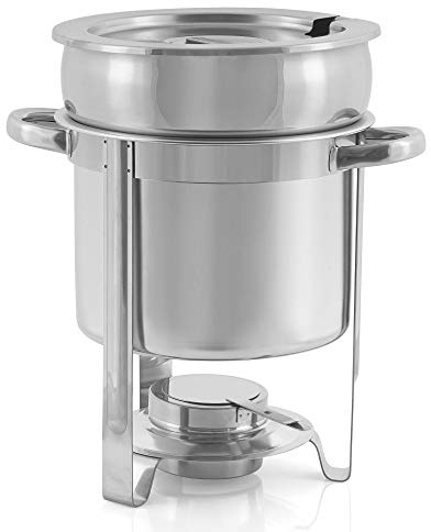Mahlzeit Edelstahl Chafing Dish rund 7 Liter | Warmhaltebehälter Essen, Speisenwärmer, Wärmebehälter, Suppenwärmer, Bain Marie Suppentopf, Chafing Dish für Buffet, Catering, Gastro und Party