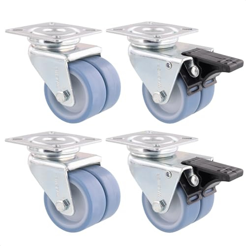 WAGNER Strandkorbrollen 4tlg. Set/Apparaterollen/Doppelrollen - ULTRASOFT - Durchmesser Ø 50 mm, Bauhöhe 75 mm, 2 Feststeller, Anschraubplatte 60 x 60 mm, Tragkraft 300 kg/Set - 02155200