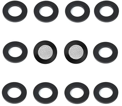 D&DHardware 12 Stück Duschkopf Dichtung enthalten 2 O Ring Filternetz Edelstahl Schlauchdichtung Gummi Scheibe für 1/2 Zoll Dusch Brausekopf