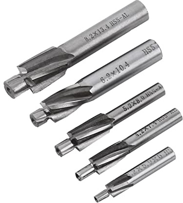 5 Stücke Senker Schaftfräser, HSS-AL M3 M4 M5 M6 M8 4 zapfensenker Flöten Senker Schaftfräser Slot Bohrer zum Fräsen von Kupfer, Aluminium, Stahl, Gusseisen
