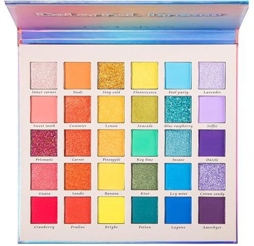 Lidschatten Palette Brillant, Matt und Schimmernde Lidschatten-Palette, Lidschattenpalette Bunt Lidschatten Make up Kit, Rainbow Augenpalette Makeup für Urlaubs und Alltags Make Up (30 color)