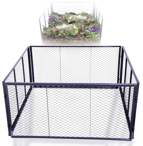 Novatool Garten-Komposter Metall 100x100x50 cm, mit erweiterbarem Stecksytem, pulverbeschichteter Metallkomposter mit 500 Liter Volumen, Draht Kompost Kompostgitter Kompostkiste Bio Rasenkomposter
