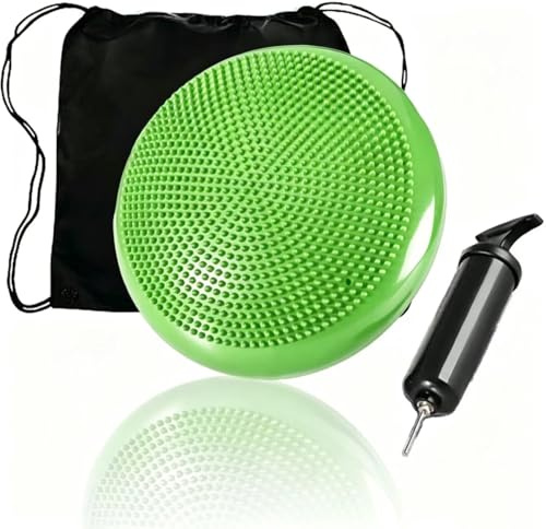 Kinder Erwachsene Balancekissen Ballsitzkissen mit Luftpumpe, Durchmesser 33cm Balance Training Yoga Matte Massage Board Physiokissen für Core, Koordination, Fitness Rückentraining Pad