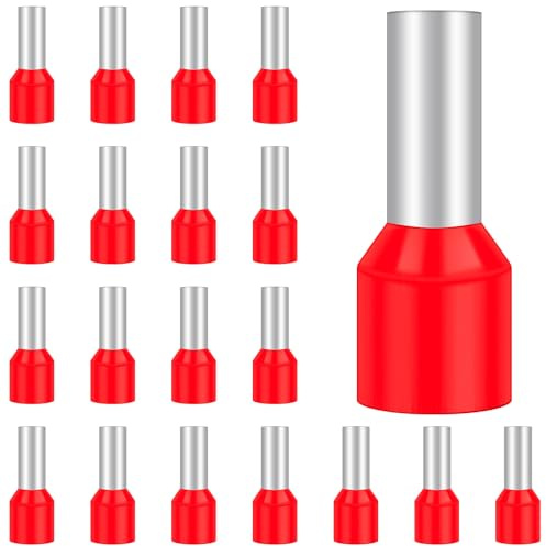 100 Stück Aderendhülsen 10mm², Hanibos Aderendhülsen set Kabelendhülsen Isolierte Aderhülsen für Drahtverbindung(10mm²x12mm)