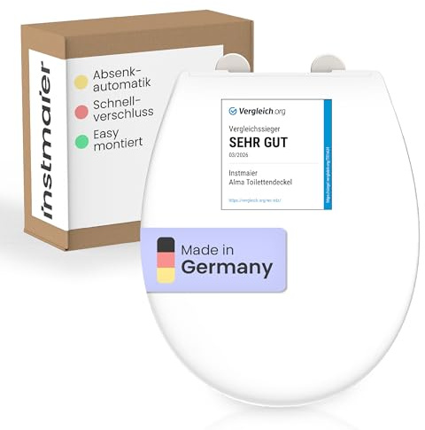 instmaier Alma | Toilettendeckel mit Absenkautomatik | Weiß | Made in Germany | Ovale Form | Toilettensitz aus Duroplast | Leicht abzunehmende Toilettenbrille | WC-Sitz stabil bis 250kg