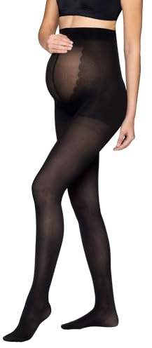 Vogue Umstandsstrumpfhose 60 den mit 3D Stretch Passform - Bequeme Strumpfhose für Schwangerschaft aus Recyceltem Polyamid- transparent Schwangerschaftsstrumpfhose - Schwarz