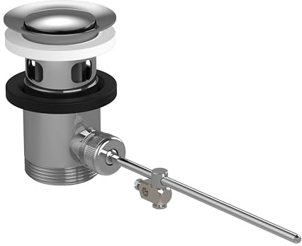 hansgrohe Ablaufgarnitur mit Zugstange für Waschtisch- und Bidetmischer, Verschluss für Standard-Waschbecken und Bidets mit Überlauf, Ablaufstopfen aus Messing, Chrom, 94139000