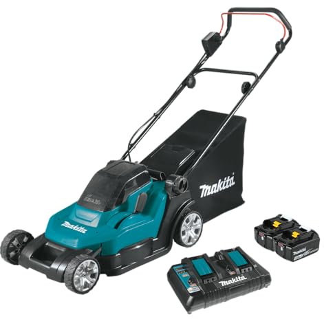 Makita DLM432PT2 Akku-Rasenmäher 2x18 V / 5,0 Ah, 2 Akkus + Doppelladegerät